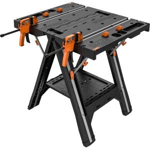 WORX PEGASUS WX051 mobile multifunctional workbench - high-quality foldable work table for the workshop, max. load 450kg - including quick clamping device - high stability & large work surface (WX051)
