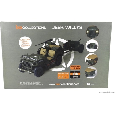 Ixo-models Jeep Willys Usa Army With Trailer 1941 With Light & Sound Effects Vojenská Zelená 1:8
