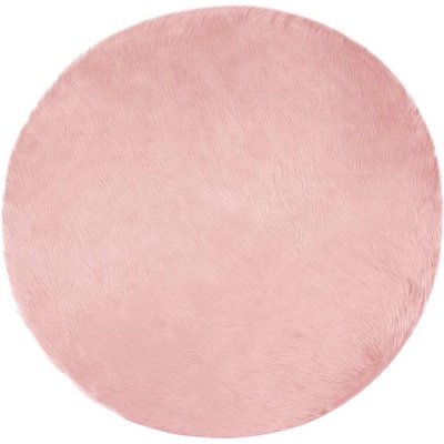 vidaXL Изкуствен овчи килим Tafalla Розово Ø 120 cm Полиестер (42021559)