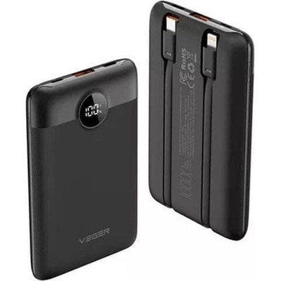 VEGER Външна батерия, Veger USB-C/Lightning 10000mAh 22.5W, Черен (VG-W1170)