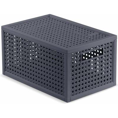 Curver Tmavosivý úložný box s vekom z recyklovaného plastu 19 x 30 x 15 cm Kaya
