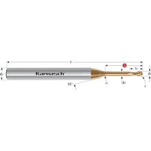 Karnasch 3062570040040 | Tvrdokovová Micro-3D Mini rádiusová fréza 0,4/0,20x4-50x4 mm
