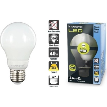 INTEGRAL Omni LED žárovka E27 4.6W 3000k 470lm A++ Teplá bílá