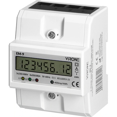 ORNO 3fázový digitální ukazatel energie, 100A, 4 moduly, DIN TH-35mm