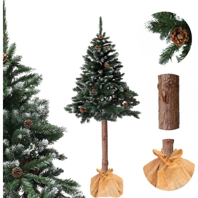 Bauerkraft Umelý vianočný stromček na kmeni 150 cm diamantová borovica so šiškami, zasnežený