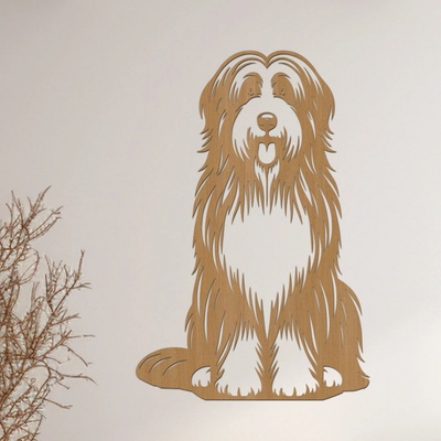 dřevo života Dřevěný obraz Bearded Collie Rozměry (cm): 46x60, Zvolte barvu dekoru: Buk