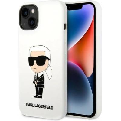 KARL LAGERFELD Кейс Karl Lagerfeld KLHCP14MSNIKBCH за iPhone 14 Plus 6.7", бял / бял, твърд, Silicone Ikonik (KF001404-0)