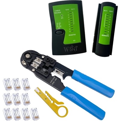W-star Sada nářadí pro sítaře WS140 tester RJ45, kleště RJ45, stripovač, 10x RJ45 – Sleviste.cz