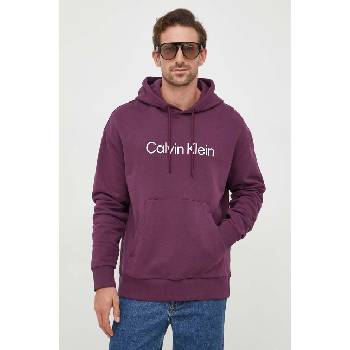 Calvin Klein Памучен суичър Calvin Klein в лилаво с качулка с апликация (K10K111345)