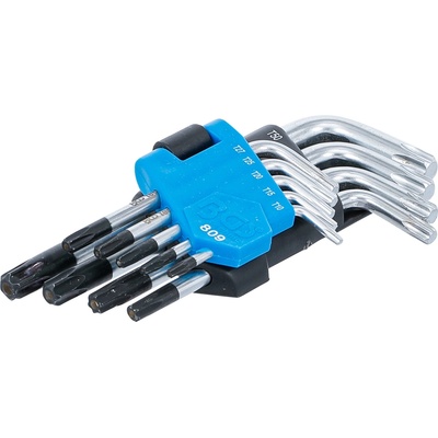 BGS Technic Sada zahnutých kľúčov krátke T-profil pre torx s otvorom T10 - T50 9-dielna BGS 809