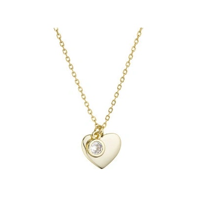 Evolution Group Pozlacený stříbrný náhrdelník srdíčko s přívěskem ze zirkonu 12068.1