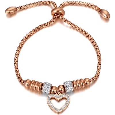 Victoria Filippi Stainless Steel ocelový se zirkony Marcia Gold srdíčko chirurgická ocel NRB20053-2/4 Zlatá Nastavitelná