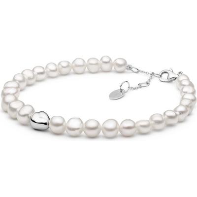 Gaura Pearls Perlový náramek Gwen barokní perla 242-16B stříbrná Bílá