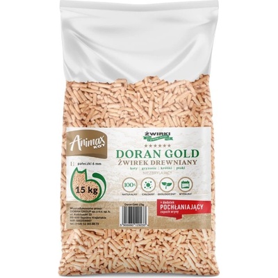 Animax Doran Gold дървесен пясък за котки, морски свинчета и зайци - ПЕЛЕТИ 15 кг