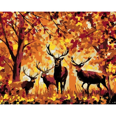 zuty Malování podle čísel Jeleni a podzimní les 100 x 80 cm vypnuté plátno na rám 8596530027195