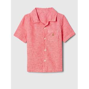 GAP Бебешка риза Brannan Bear Oxford Shirt от ленена смес GAP GAP | Rozov | Момчешки | 80-86