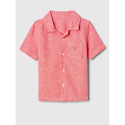 Бебешка риза Brannan Bear Oxford Shirt от ленена смес GAP GAP | Rozov | Момчешки | 80-86