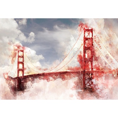 Postershop Fototapeta vliesová Golden Gate Bridge malovaný , rozměry 184x254 cm