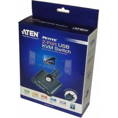 Aten CS-22U Datový přepínač 2-port KVM USB mini, 1m kabely, DO – Zboží Živě