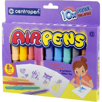 Centropen Fúkacie fixky AIR PENS Pastel 10 farieb a šablóny