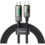 Mcdodo Кабел за данни - Mcdodo (CA-3610) - Type-C → Type-C, 100W, цифров дисплей, Auto Power Off, прозрачен дизайн, 1.2m - Черен