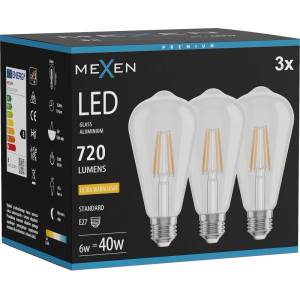 Mexen Vintis 3x LED нажежаема жичка E27, ST64, 6W, Топла - 2200K, 720 lm, прозрачно (L152-E27-0622-00x03)