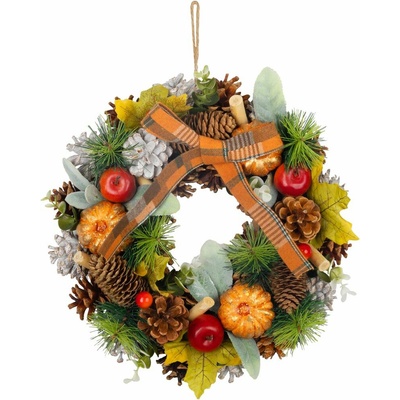 MagicHome Vianoce Věnec MagicHome Nature, podzimní, oranžový, s mašlí, 30 cm – Zboží Mobilmania