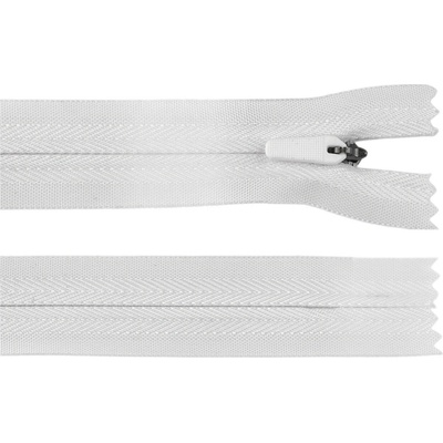 Prima-obchod Spirálový zip skrytý No 3 délka 25 cm na outdoorové oděvy a doplňky, semi-autolock, barva 101 bílá