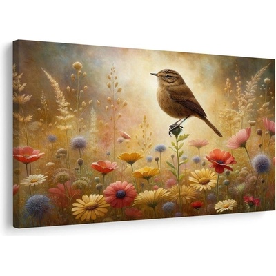 Obraz letní louka s ptáčkem - 90x60