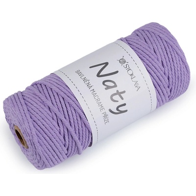Bavlněná pletací příze macrame Naty Ø3 mm rozčesávací fialová lila 1 ks