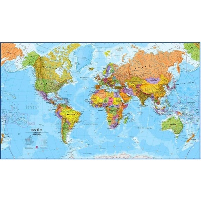 Nástěnná mapa OBŘÍ SVĚT POLITICKÝ V ČEŠTINĚ 197 x 122 cm - laminovaná s očky