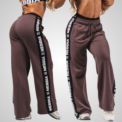 NEBBIA - Dámske športové tepláky Straight Leg URBAN 490 dark brown