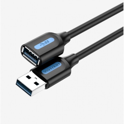 Vention CBHBH USB 3.0, USB A zásuvka,USB A vidlice, niklovaný, 2m, černý