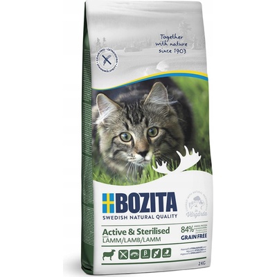 Bozita Grain Free Active & Sterilised s jehněčím 2 kg