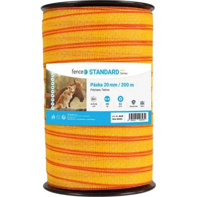Páska pro elektrický ohradník, šířka 20 mm, žluto-oranžová, délka 200 m