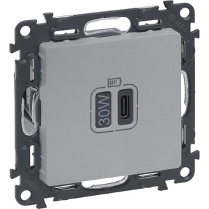 Legrand Розетка USB за зареждане тип C Power Delivery 30W цвят Алуминий Valena Life - 753355 (753355)
