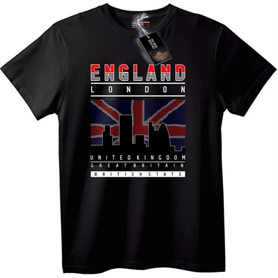 Тениска Англия London UK Флаг - 4XL, Black