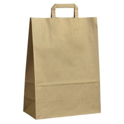 Papírová taška hnědá Takeaway 320x140x420 mm s plochým uchem