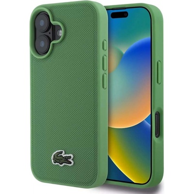 Lacoste Iconic Petit Pique Woven Logo MagSafe pouzdro pro iPhone 16 Plus Green