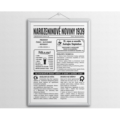 Narozeninové noviny 1939 - jednostranné
