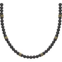 Manoki Pánský korálkový náhrdelník - lávový kámen WA465BG Černá