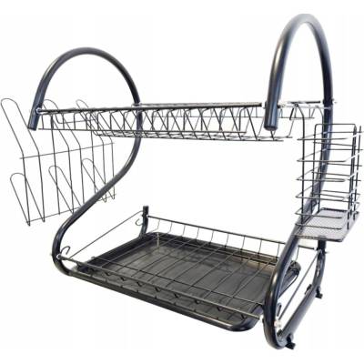 Odkapávač na nádobí dvouúrovňový odkapávač 43 cm černá MR-1025-43-BLACK