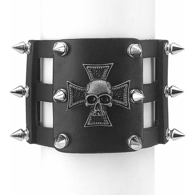 Leather & steel fashion гривна spikes cross - lsf1 116