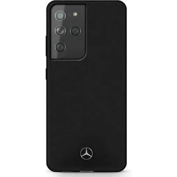 Mercedes-Benz Луксозен Калъф за SAMSUNG S21 Ultra, MERCEDES Silicone Case, Черен (MEHCS21LSILBK)