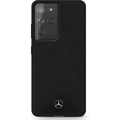 Mercedes-Benz Луксозен Калъф за Samsung S21 Ultra, Mercedes Silicone Case, Черен (MEHCS21LSILBK)