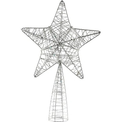 Decoled hvězda na špici stromu stříbrná 24 × 36 cm
