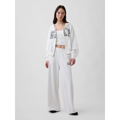 GAP Tepláky s logom wide-leg Biela