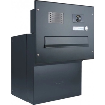 1x poštovní schránka F-042 k zazdění do sloupku + čelní deska s 1x zvonkem a kamerou ABB - lakovaná - RAL 7016 MAT. - ANTRACIT