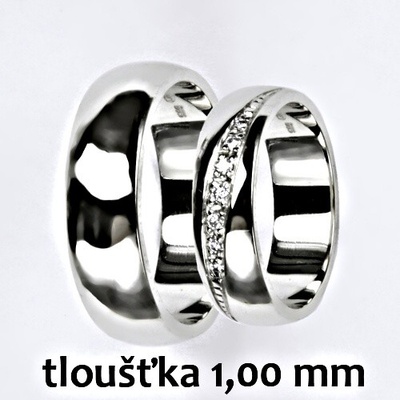 Čištín Snubní prsteny žluté i bílé zlato půlkulatý profil 10669