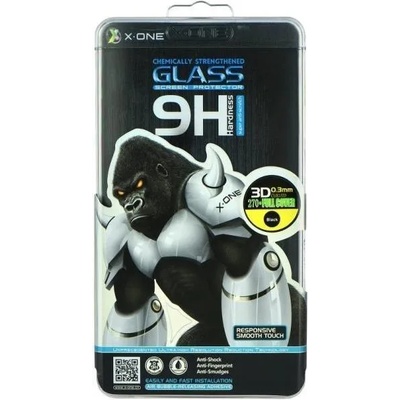 X-One Извит Стъклен Протектор за iPhone 6/6s, X-ONE 3D Full Glue Glass, Черен (5901737323057)